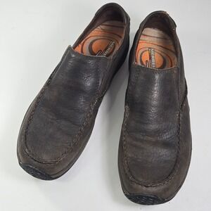 Merrell Omega Moc Mens 8.5 Dark Brown Leather Slip On‎ Loafers Vibram Sole